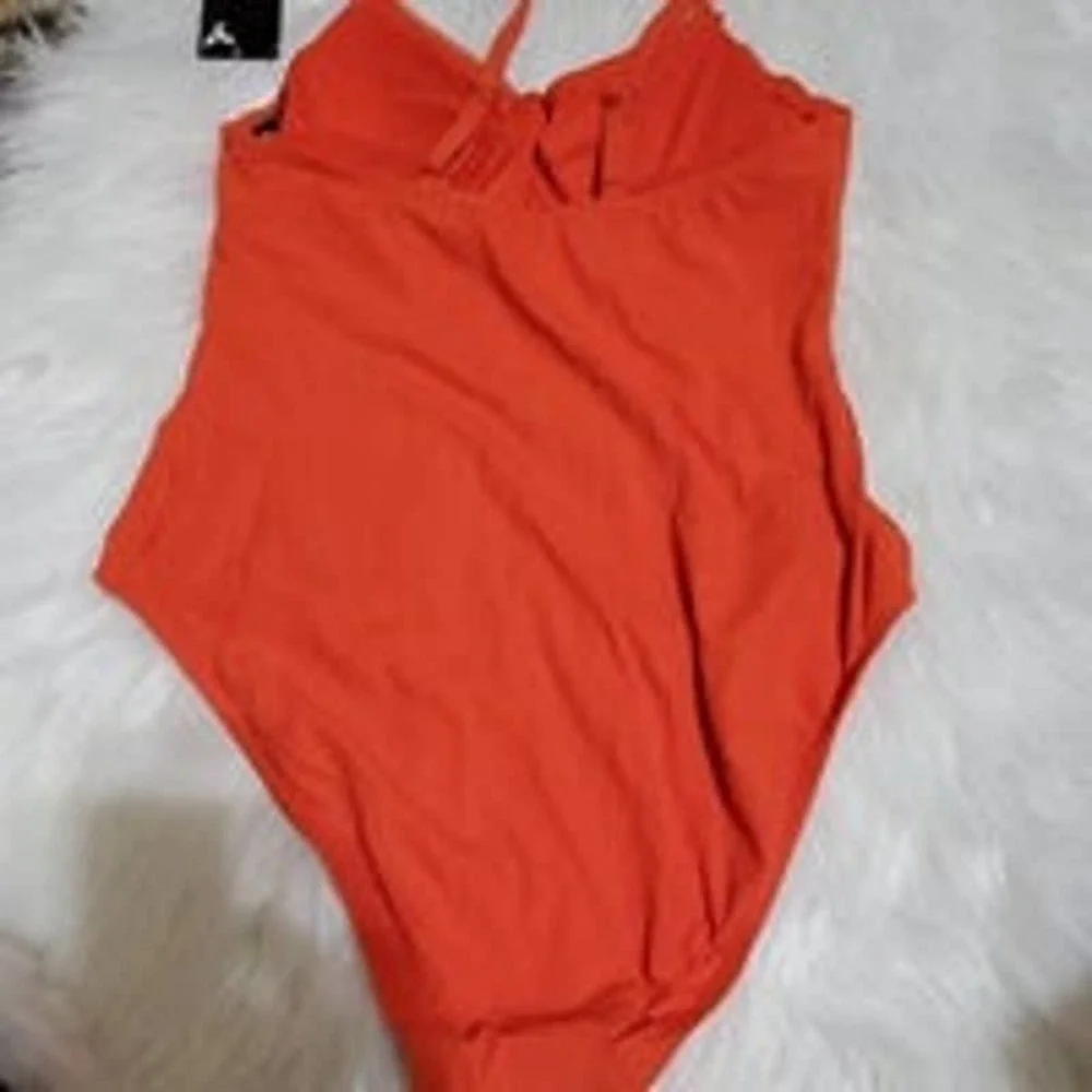 Target Orange Underwire Ribbed One Piece Swimsuit - L - Picture 2 of 6